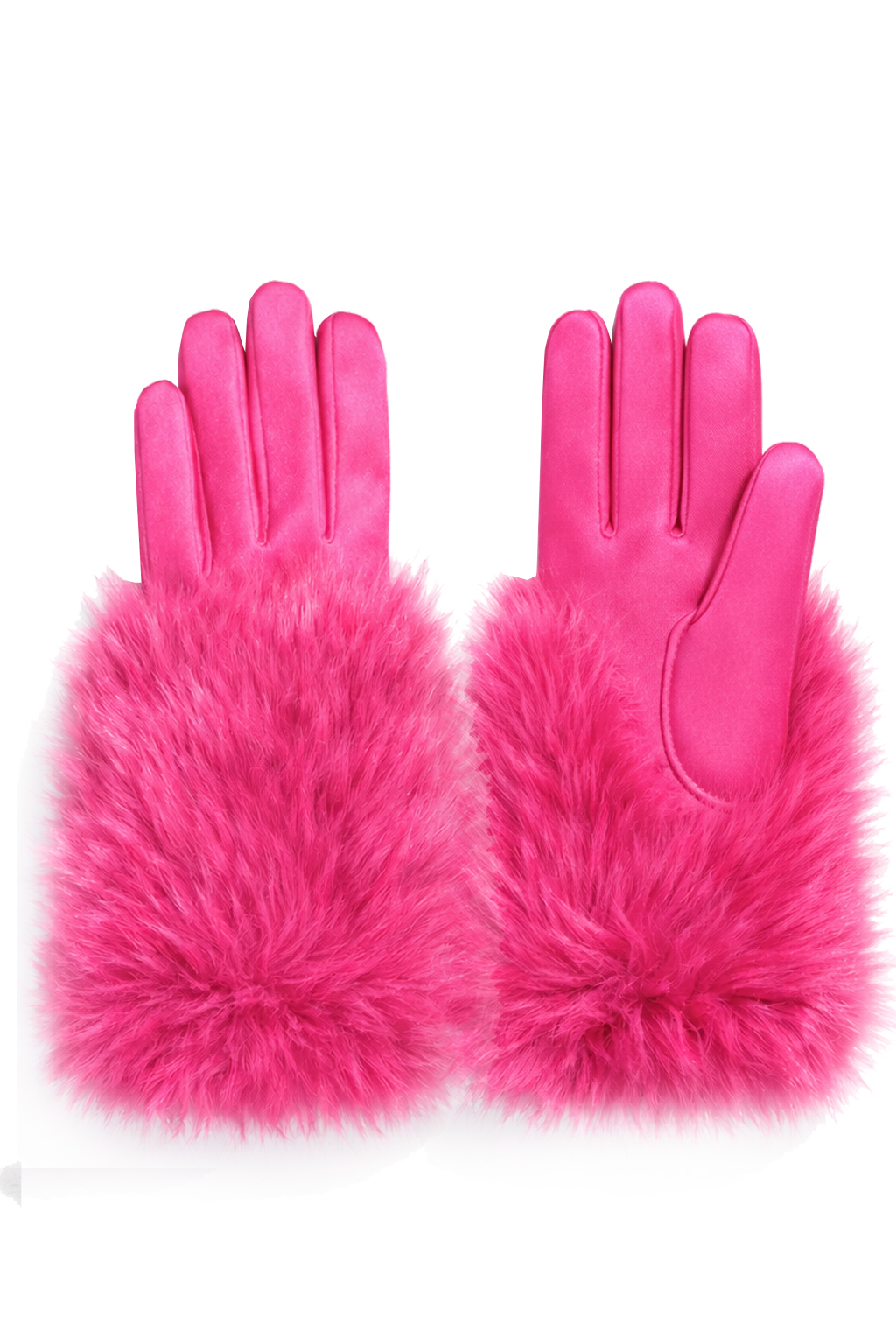 GUANTO TESSUTO CON PELLICCIA,100%PL ,MADE IN PRC   - FUXIA